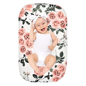 eurobuy baby loungers cover floral newborn lounger cover removable slipcover washable soft lounger cover nest cover for baby boys girls(lounger not included)