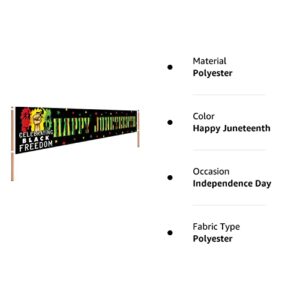 CHXSM 9.8 x 1.6 ft Happy Juneteenth Yard Sign Banner Africa American Independence Day Decoration Banner June 19th Independence Day Sign Banner African Afro American Festival Celebration Decoration