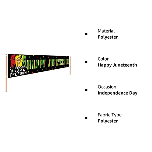 CHXSM 9.8 x 1.6 ft Happy Juneteenth Yard Sign Banner Africa American Independence Day Decoration Banner June 19th Independence Day Sign Banner African Afro American Festival Celebration Decoration