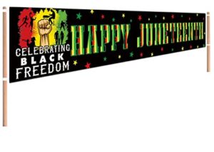 chxsm 9.8 x 1.6 ft happy juneteenth yard sign banner africa american independence day decoration banner june 19th independence day sign banner african afro american festival celebration decoration