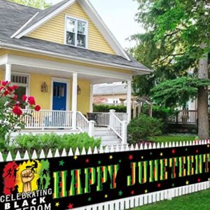 CHXSM 9.8 x 1.6 ft Happy Juneteenth Yard Sign Banner Africa American Independence Day Decoration Banner June 19th Independence Day Sign Banner African Afro American Festival Celebration Decoration