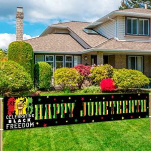 CHXSM 9.8 x 1.6 ft Happy Juneteenth Yard Sign Banner Africa American Independence Day Decoration Banner June 19th Independence Day Sign Banner African Afro American Festival Celebration Decoration