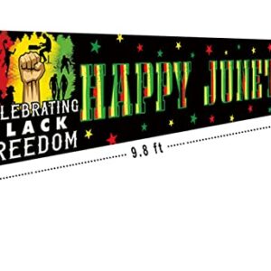 CHXSM 9.8 x 1.6 ft Happy Juneteenth Yard Sign Banner Africa American Independence Day Decoration Banner June 19th Independence Day Sign Banner African Afro American Festival Celebration Decoration