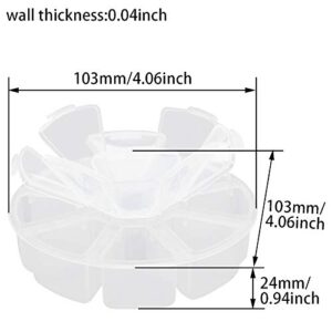 Juvielich Clear Plastic Organizer Box,Fixed 8 Grids Round Storage Container Jewelry Box with Separate Cover,for Beads Art DIY Crafts Jewelry Fishing Tackles 4.06"x4.06"x0.94"(LxWxH) 2PCS