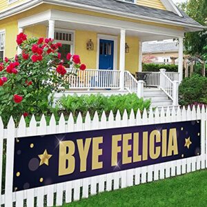 bye felicia large banner, good bye banner, divorce party break up party lawn sign porch sign, moving party goodbye party decorations supplies, indoor outdoor backdrop 8.9 x 1.6 feet
