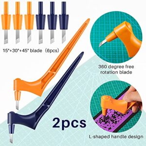 2 Pieces Craft Cutting Tools Stainless Steel Craft Knives with 360-Degree Rotating Blade Precision Art Knife Cutter Art Cutting Tool Handheld Engraving Pen for Craft, Hobby, Scrapbooking, Stencil