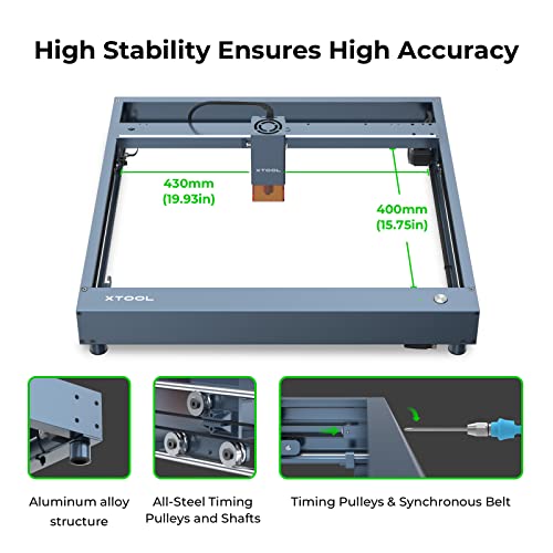 xTool D1 Pro Upgraded Laser Engraver with 4-in-1 RA2 Pro Rotary, 5W Output Power DIY Laser Cutter, 36W Higher Accuracy Laser Engraving Machine, Laser Engraver for Wood and Metal, Paper, Acrylic