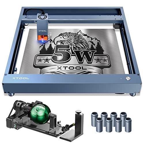 xTool D1 Pro Upgraded Laser Engraver with 4-in-1 RA2 Pro Rotary, 5W Output Power DIY Laser Cutter, 36W Higher Accuracy Laser Engraving Machine, Laser Engraver for Wood and Metal, Paper, Acrylic