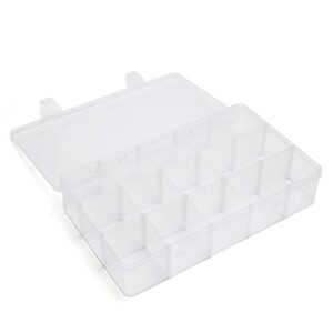 juvielich clear plastic organizer box, 15 grids storage container jewelry box with adjustable dividers, for beads art diy crafts jewelry fishing tackles 11.02″x6.69″x2.17″(lxwxh)