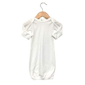 laughing giraffe baby infant blank long sleeve sleeper gown with mitten cuffs – white (0-3 months -3850)