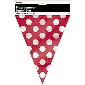 unique industries party decoration polka dots pennant flag banner-12 ft | ruby red | 1 pc