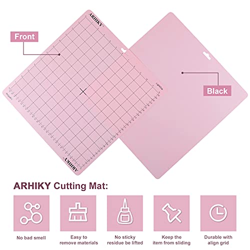 ARHIKY LightGrip Cutting Mat 12"x12" for Cricut Maker 3/Maker/Explore 3/Air 2/Air/One Light Adhesive Sticky (3Pack)