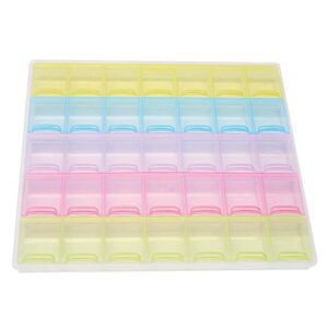 1 pack diamond painting container 35 grids diamond painting storage box plastic rectangle bead storage containers jewelry organizer storage container nail art storage case, multicolor