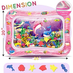 Infinno Tummy Time Water Mat for Babies, Baby Toys for 3 6 9 Months Girls and Boys Sensory Development, Pink Dolphin Style and Yellow Octopus Style