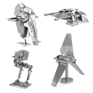 Fascinations Metal Earth Metal Earth 3D Metal Model Kits Star Wars Set of 4 - Snowspeeder, Imperial Shuttle, Boba Fett's Starship, at-ST