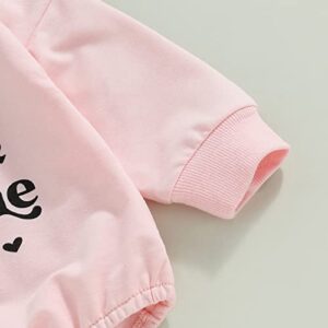 Newborn Baby Girls Valentine's Day Romper Sweatshirt Long Sleeve Letters Print Bodysuit Pullover Tops (Thick Thighs Pink, 12-18 Months)