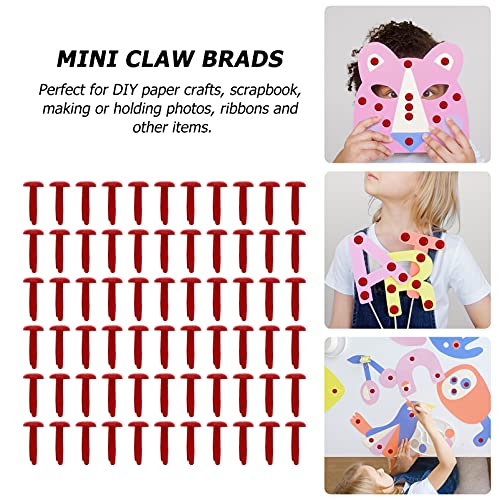 ARTIBETTER 200pcs Mini Brads Iron Metal Brad Paper Fastener for Scrapbooking Craft DIY Paper Red