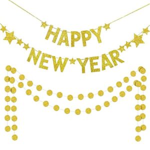 happy new year banner 2022 new year party decorations glitter gold paper garland banner for new year eve party supplies outdoor indoor home decoration