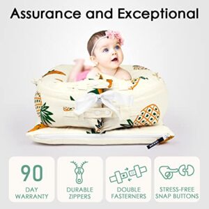 Baby Lounger Replacement Cover (Adjustable Ribbon), 100% Hypoallergenic Cotton Infant Nest Extra Cover, Premium Quality Baby Dock Cover (Pineapples)