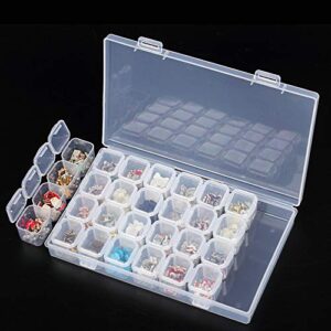 6 Pack Diamond Painting Storage Boxes, 28 Grids Per Case for a Total of 168 Snap to Close Compartments for Resin Diamonds, Beads, Nail Rhinestones, and More - SciencePurchase