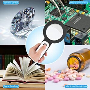 Magnifying Glass with 18LED Lights, 30X Handheld Large Illuminated Magnifier, Reading Magnifying Glass with for Seniors Read, Coins, Stamps, Map, Inspection, Macular Degeneration (Black