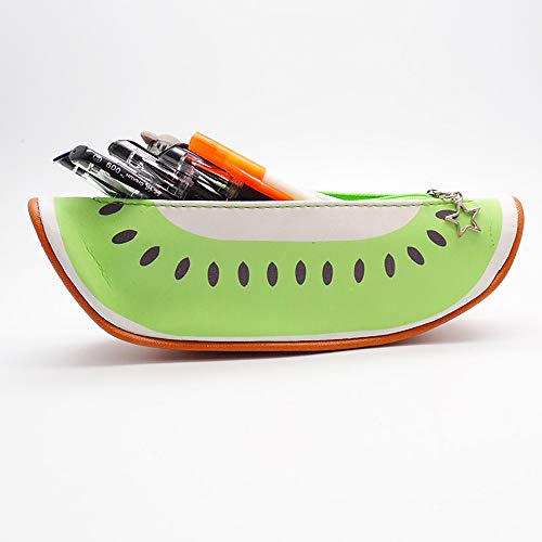 KNISUM 3 Piece Fruit Cute Zipper Cactus Pencil Case Student Canvas Pencil Bag Cute Small Wallet Storage bag Key Case- Watermelon Lemon Kiwi