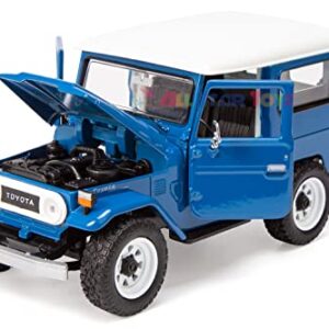 All Star Toys Exclusive Toyota Land Cruiser FJ40 Royal Blue with Custom Off-Road Wheels 1/24 Diecast Model by Motormax 79323 FJ Cruiser J40