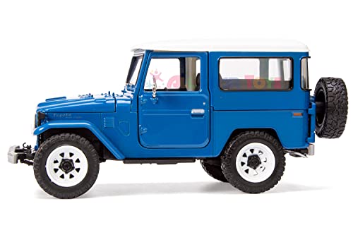 All Star Toys Exclusive Toyota Land Cruiser FJ40 Royal Blue with Custom Off-Road Wheels 1/24 Diecast Model by Motormax 79323 FJ Cruiser J40