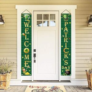 st. patrick’s day shamrock porch sign, hanging welcome banner, st. patrick’s day decorations outdoor indoor, home party hanging and wall decoration