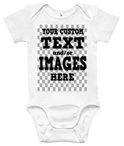 rapunzie custom personalized baby bodysuit – customized with image and/or text of choice (3-6 months, white)