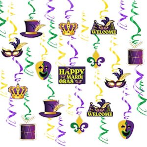 dmhirmg mardi gras hanging swirl decorations mardi gras party decorations foil hanging swirls gold green purple ceiling decor for carnival masquerade new orleans party birthday supplies