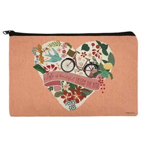 life is beautiful enjoy the ride bicycle pencil pen organizer zipper pouch case