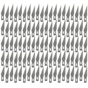 premium usa-made steel hobby knife blades mega bulk 100 pack. save time and shipping costs! the fine point #11 size blade universally fits #1 craft knife handles for modeling and papercraft projects