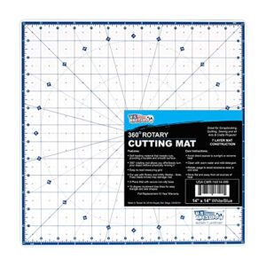 u.s. art supply 13.5″ x 13.5″ rotary white/blue high contrast professional self healing 7-layer durable non-slip cutting mat great for scrapbooking, quilting, sewing and all arts & crafts projects