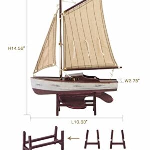 SAILINGSTORY Wooden Sailboat Decor Sailboat Gift Boat Model Ship Yacht Distressed Red