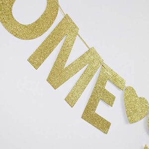 Home Sweet Home Banner,Funny Gold Glitter Welcome Home Party Sign Decors, Family Party Supplies