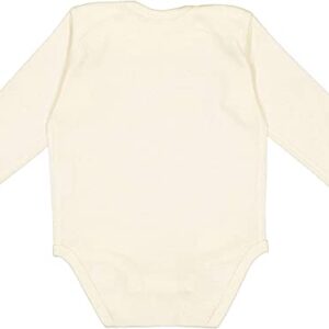 RABBIT SKINS, Baby Soft Cotton Long Sleeve Bodysuit, Natural, 6 Months