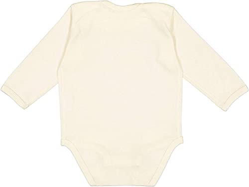 RABBIT SKINS, Baby Soft Cotton Long Sleeve Bodysuit, Natural, 6 Months