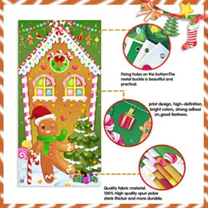 Christmas Gingerbread House Door Cover Gingerbread House Door Banner Candyland Gingerbread Man Holiday Decorations for Indoor Outdoor Christmas Theme Party Decor