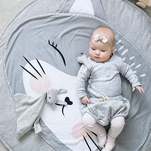 USTIDE Baby Rugs Creeping Crawling Mat Cartoon Sleeping Rugs, Children Anti-Slip Game Mat Cotton Floor Play Mat Blanket Play Environmental Carpet Kids Room Decor 37.4 x 37.4 (Cat)