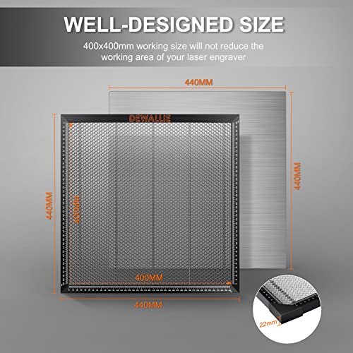 DEWALLIE Honeycomb Laser Bed, 17.32 x 17.32 x 0.87 inch Honeycomb Working Panel for CO2 Diode Laser Engraver Cutting Machine, Honeycomb Working Table for Fast Heat Dissipation and Smooth Edge Cutting