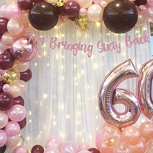 60th Birthday Banner Decorations I'm Bringing Sixty Back Banner Rose Gold Sixty Birthday Party Supplies for Women