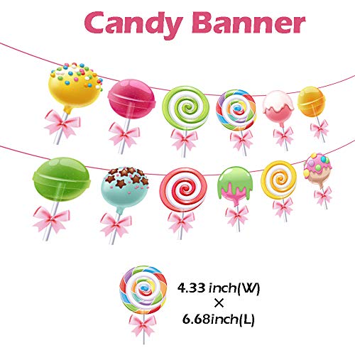 Candy Party Decorations-Candy Cutouts Lollipop Hanging Swirls & Banner, CandyLand Party Decor for Girls Kids Birthday Baby Shower 1st 3st Birthday Home Classroom Event Sweet Shop Party Supplies