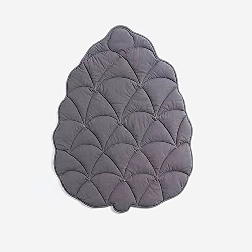 Bedmust Gray Leaf Shaped Baby Blanket Play Mat Newborn Baby Nursery Rug Cotton Crawling Cushion Soft Washable Floor Activity Carpet Kids Room Decor (38"x48", Pinecone Grey)