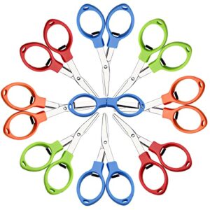 8Pcs Stainless Steel Scissors Folding Christmas Mini Scissor Anti Rust Portable Keychain Scissors Small Glasses Shaped Compact Shear Telescopic Cutter for Travel School Office