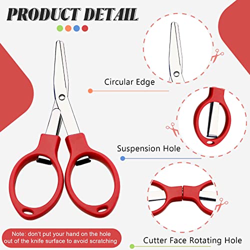 8Pcs Stainless Steel Scissors Folding Christmas Mini Scissor Anti Rust Portable Keychain Scissors Small Glasses Shaped Compact Shear Telescopic Cutter for Travel School Office