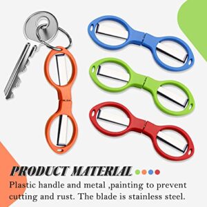 8Pcs Stainless Steel Scissors Folding Christmas Mini Scissor Anti Rust Portable Keychain Scissors Small Glasses Shaped Compact Shear Telescopic Cutter for Travel School Office