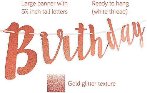 Rose Gold 21st Bunting Birthday Banner - Great Decoration to Celebrate Milestone Birthday - Keepsake for Her