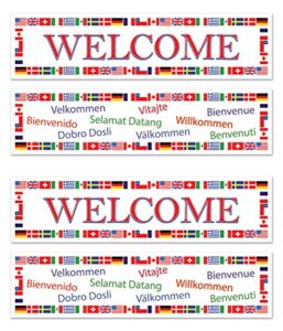 beistle , 4 piece international welcome banners, 15” x 5′