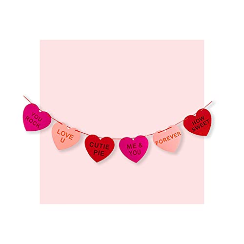 NO DIY Hanging Felt Heart Garland Banners For Valentine's Day Wedding Party Anniversary Honeymoon Decoration (LARGE 1PCS)